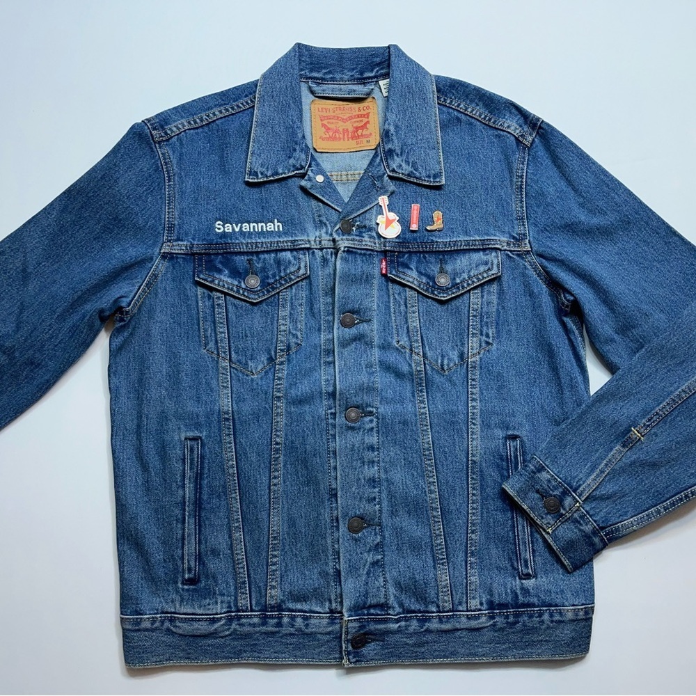 Levis Jacket Mens Size Medium Trucker Western Blue Denim Jean Cowboy Rodeo